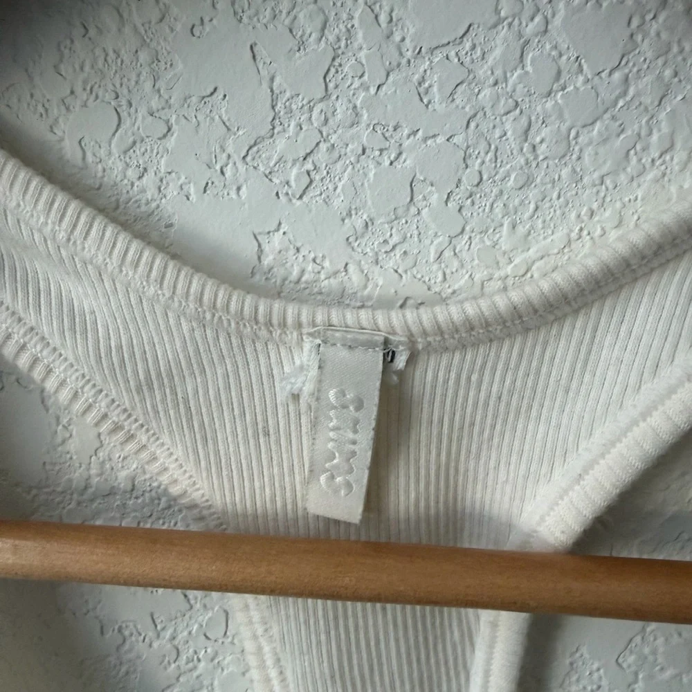 COTTON RIB SPLIT NECK BRALETTE 
MARBLE STRIPE / M - Picture 3 of 7